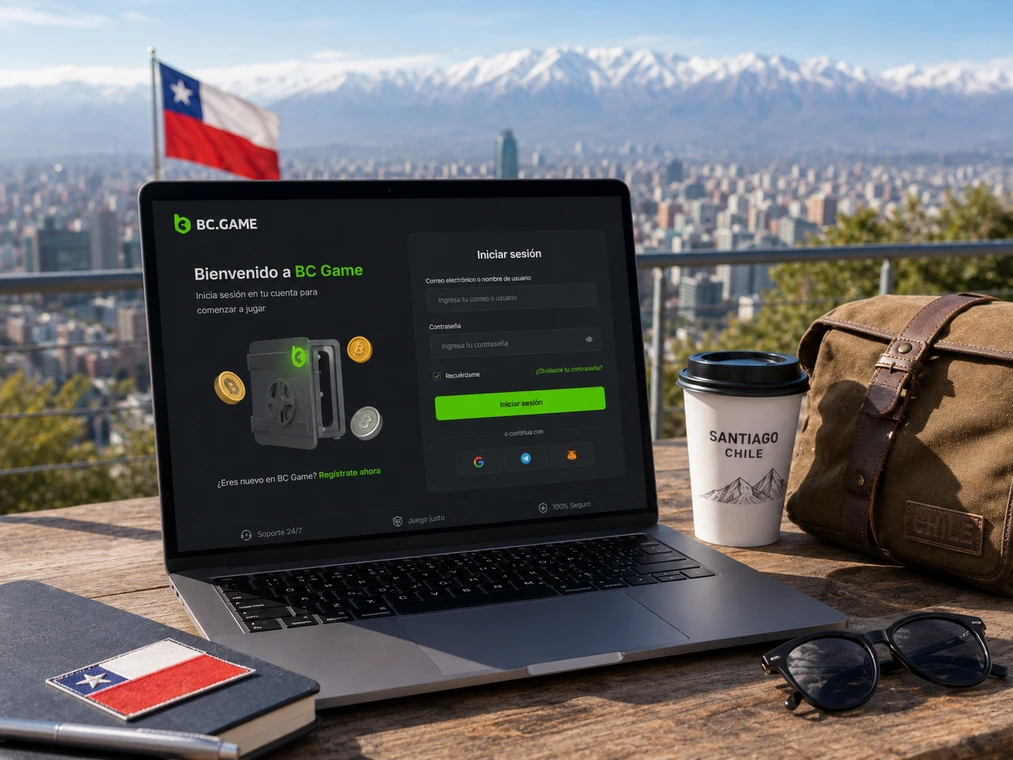 Pantalla de registro e inicio de sesión seguro en BC Game Chile